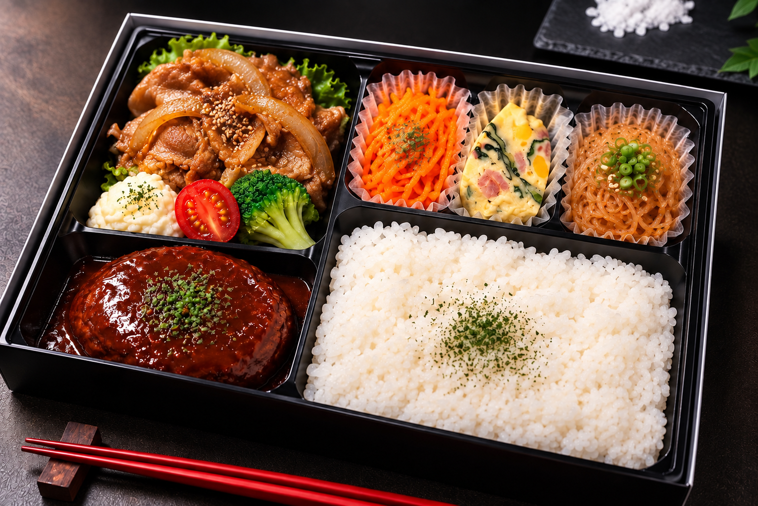 牛たんハンバーグ（デミグラス）＆豚生姜焼き弁当